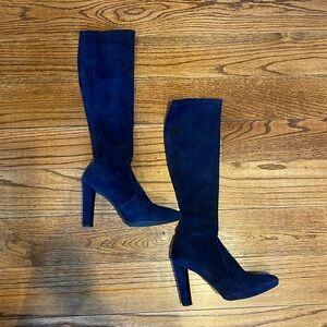 Stuart Weitzman Navy Suede Knee Boots, 8